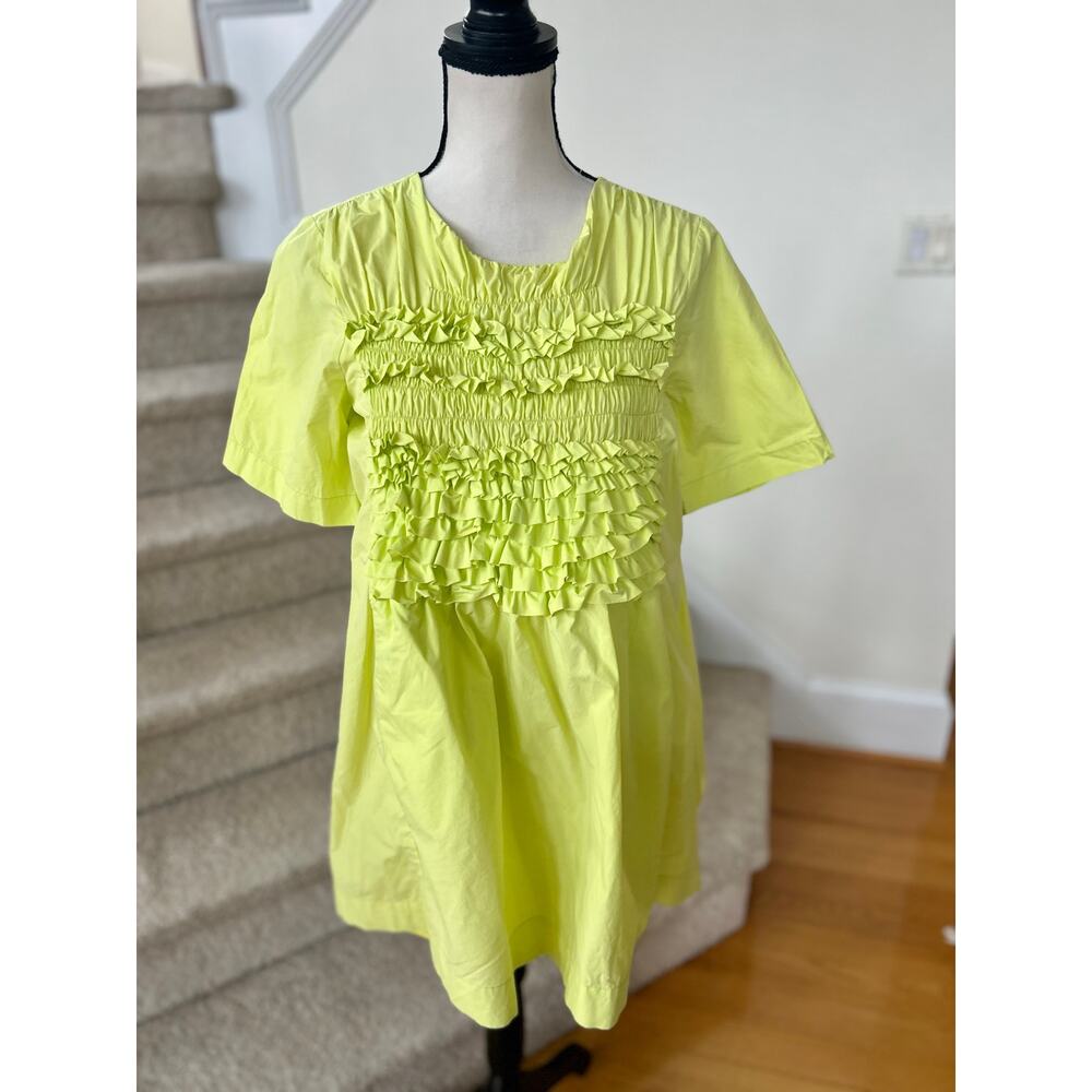 English Factory Bright Yellow Ruffle Front Dress